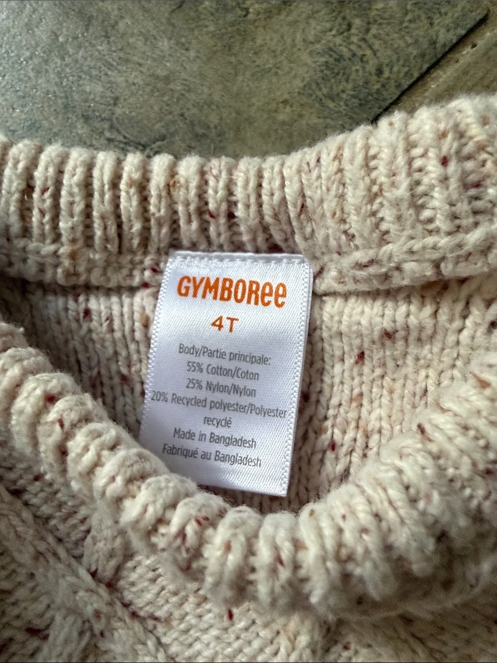Gymboree Cream Speckled Cable-Knit Ruffle Shoulder Sweater